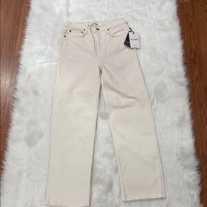 Re/Done Women's Off-White Straight Leg Jeans
